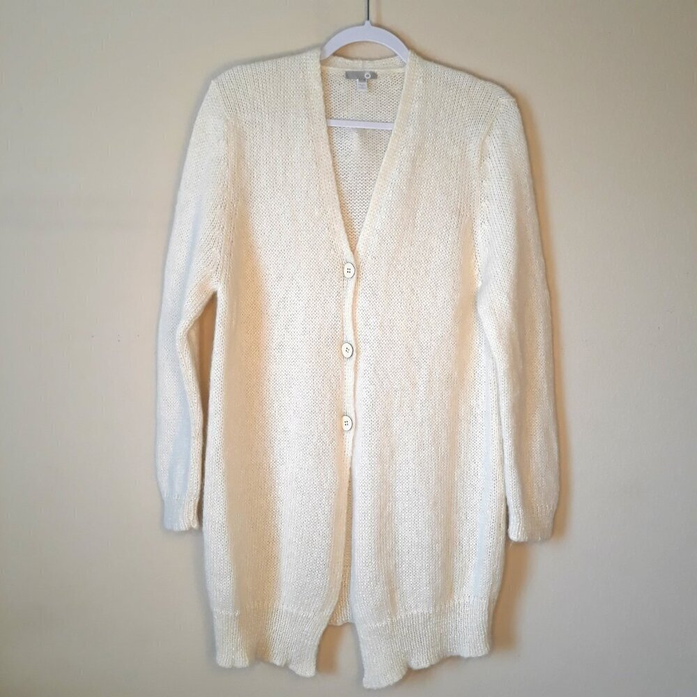 Maison Montagut The Ô Brand Mohair Blend Longline Cardigan Sweater S Ivory